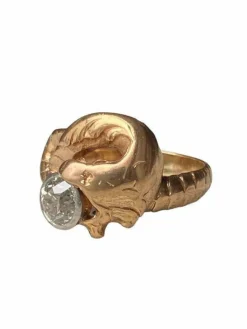 Bague Art Nouveau or rose et diamant