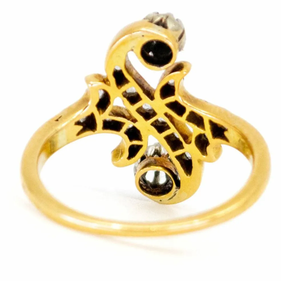 Bague Art Nouveau platine diamants