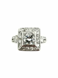 Bague Art-Déco, platine et diamants