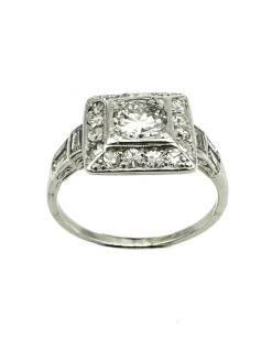 Bague Art-Déco, platine et diamants