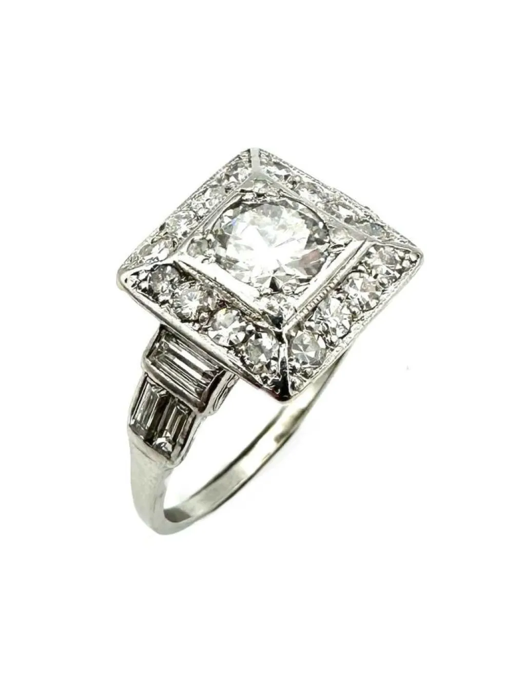 Bague Art-Déco, platine et diamants