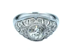 Bague Art-Deco or, platine et diamants