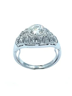 Bague Art-Deco or, platine et diamants