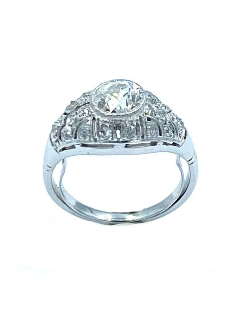 Bague Art-Deco or, platine et diamants