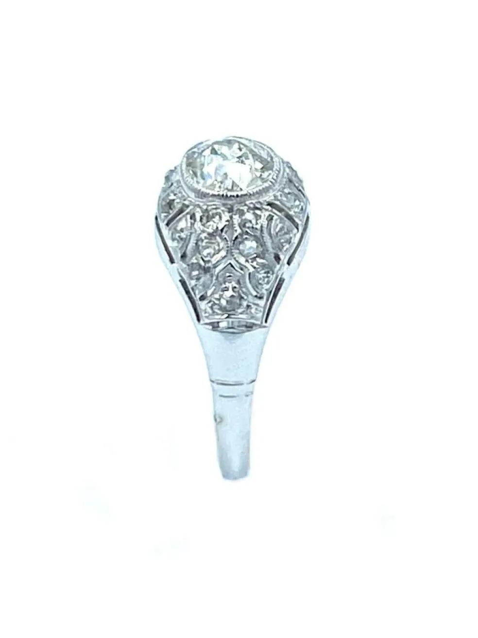 Bague Art-Deco or, platine et diamants
