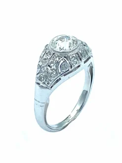 Bague Art-Deco or, platine et diamants