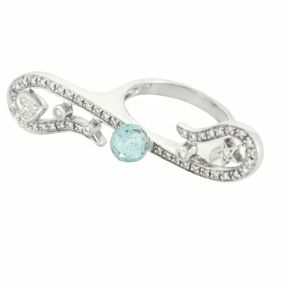 Bague Au coeur des étoiles, or blanc, diamants, topaze