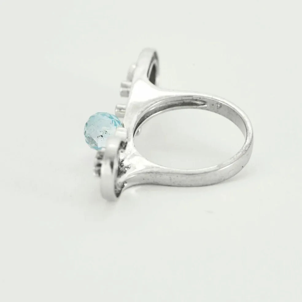 Bague Au coeur des étoiles, or blanc, diamants, topaze