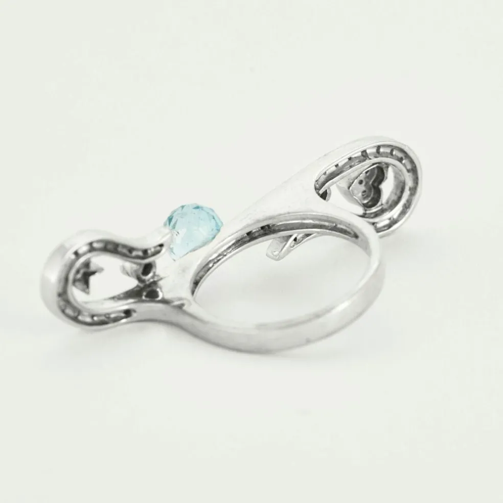 Bague Au coeur des étoiles, or blanc, diamants, topaze