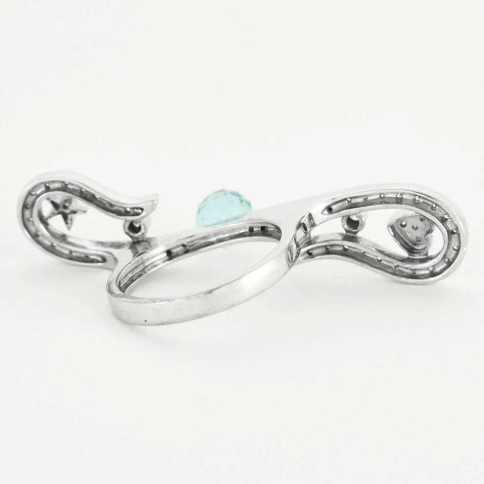 Bague Au coeur des étoiles, or blanc, diamants, topaze