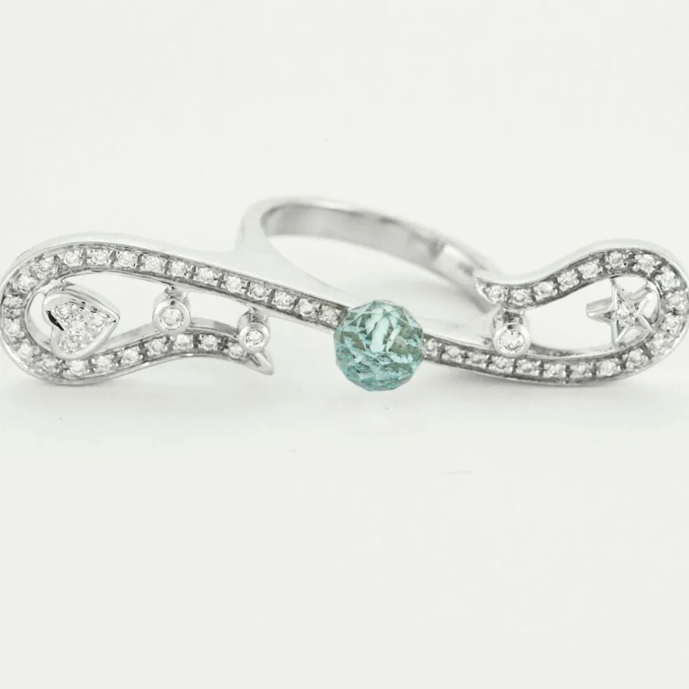 Bague Au coeur des étoiles, or blanc, diamants, topaze
