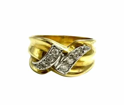 Bague auriculaire italienne, en or jaune et diamants