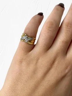 Bague auriculaire italienne, en or jaune et diamants