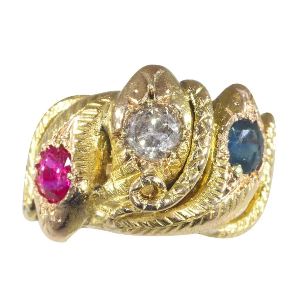 Bague avec diamant rubis et saphir
