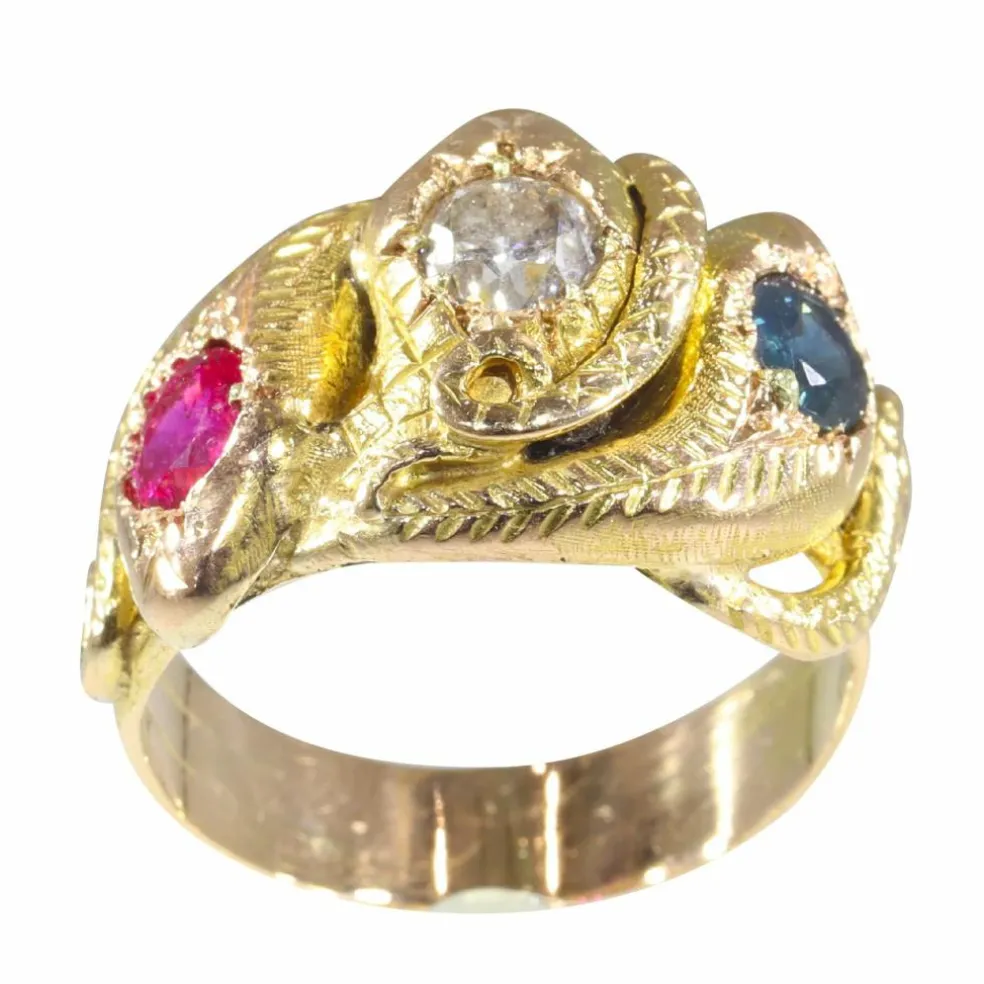 Bague avec diamant rubis et saphir