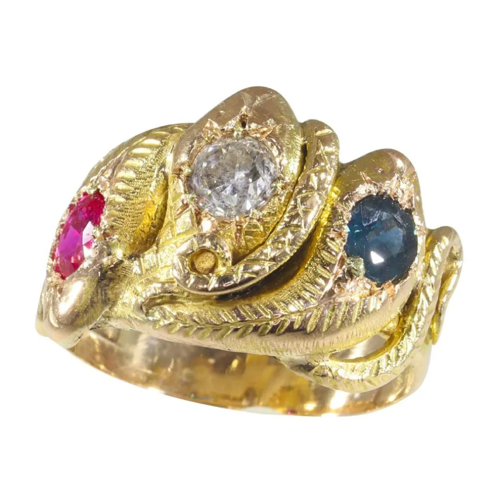 Bague avec diamant rubis et saphir