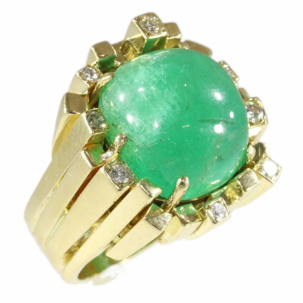 Bague avec émeraude et diamants