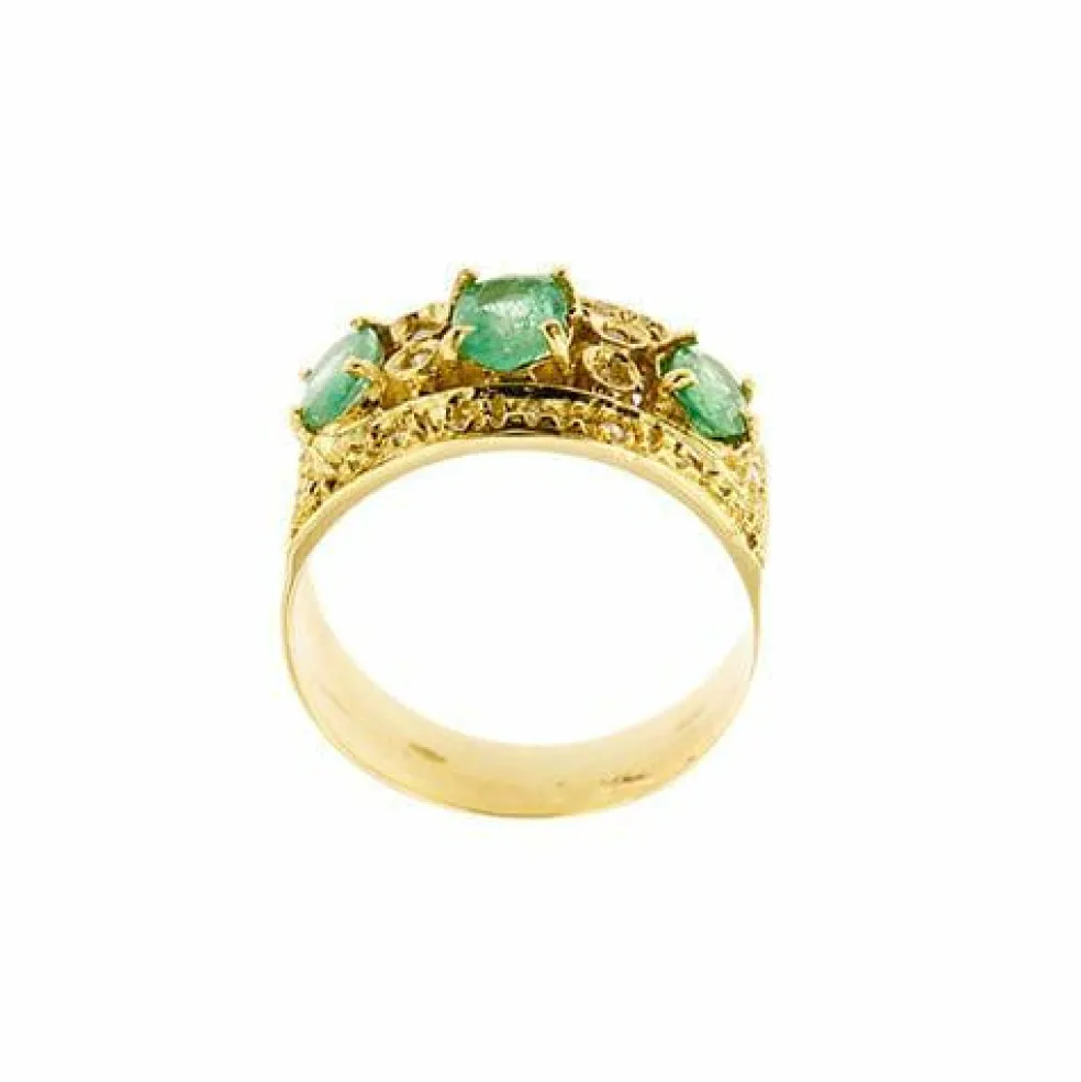 Bague avec émeraudes et diamants