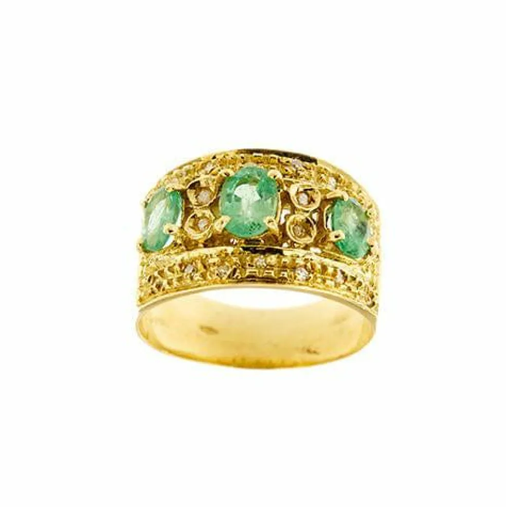 Bague avec émeraudes et diamants