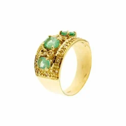 Bague avec émeraudes et diamants