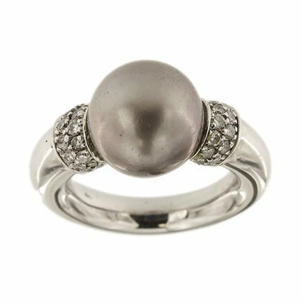 Bague avec perle de Tahiti et diamants
