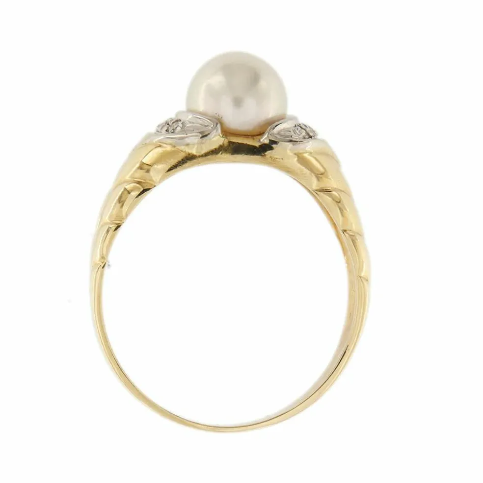 Bague avec perle et diamants