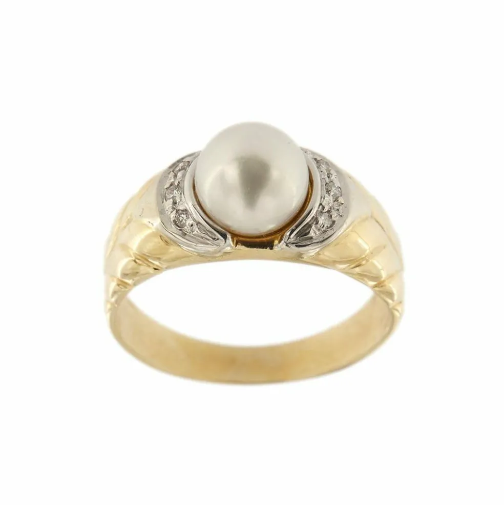 Bague avec perle et diamants