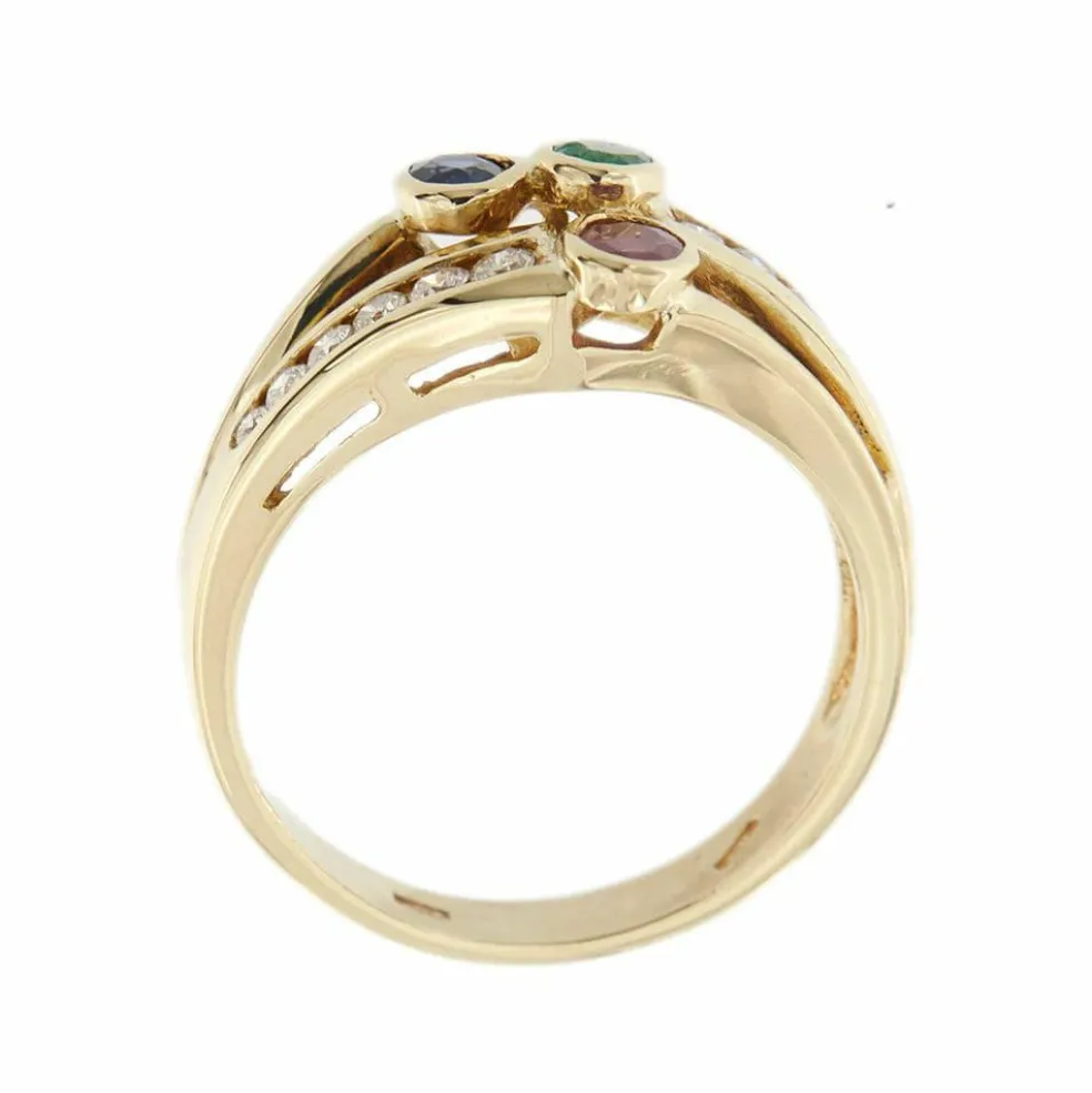 Bague avec rubis, émeraude, saphir et diamants