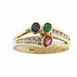 Bague avec rubis, émeraude, saphir et diamants