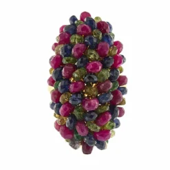 Bague avec rubis, saphirs et émeraudes