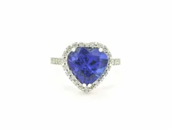Bague avec tanzanite taille cœur et diamants