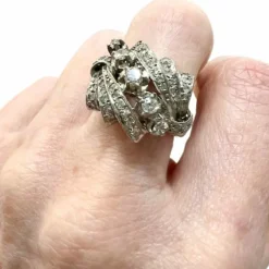 BAGUE BAGUE DESIGN 1940-1945 OR AVEC DIAMANTS