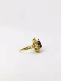 Bague ballerine Grenat Diamants baguette