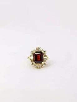Bague ballerine Grenat Diamants baguette