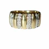 Bague bandeau 2 ors godronnée diamants