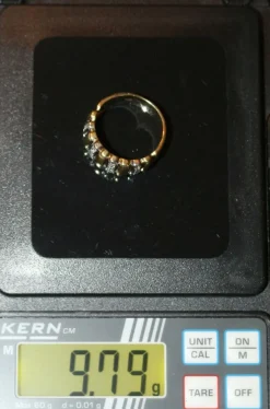 Bague bandeau 2 ors godronnée diamants