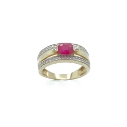 Bague bandeau 2 Ors Rubis Diamants