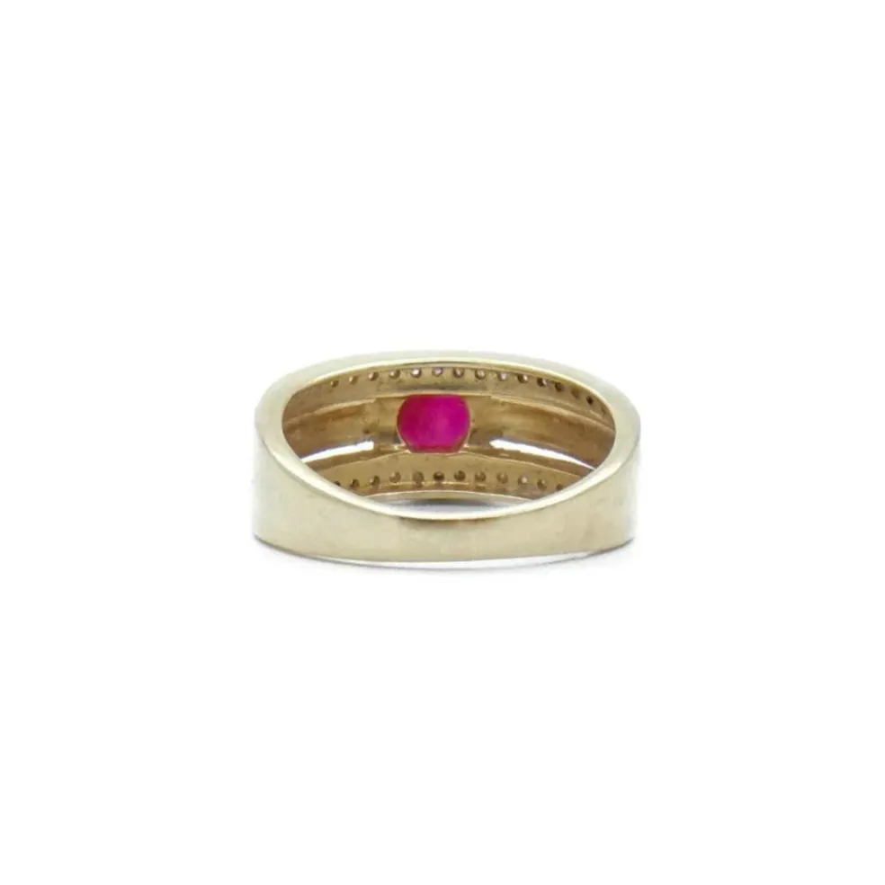Bague bandeau 2 Ors Rubis Diamants
