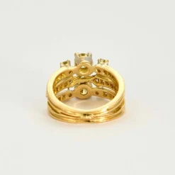 Bague bandeau à trois corps, 2 tons d'or et diamants