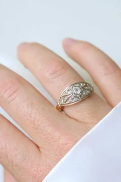Bague Bandeau Art Déco 2 ors, diamants
