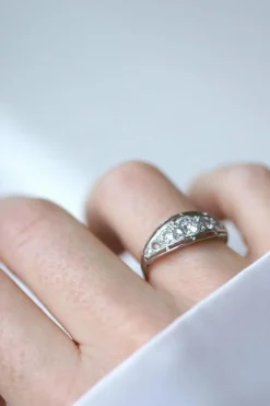 Bague Bandeau Art Déco platine diamants