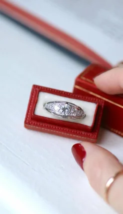 Bague Bandeau Art Déco platine diamants