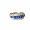 Bague Bandeau Art Deco Saphirs Calibrés et Diamants