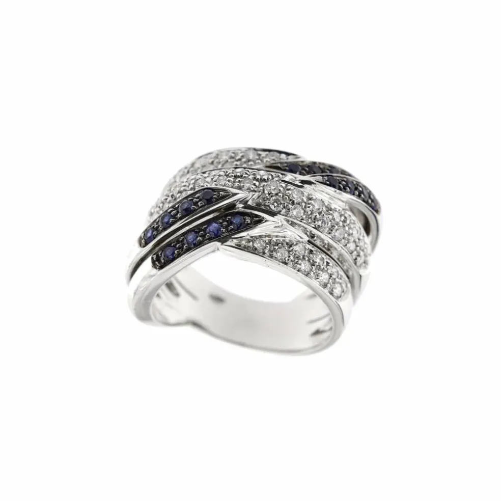 Bague bandeau diamants et saphirs