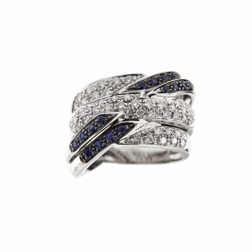 Bague bandeau diamants et saphirs