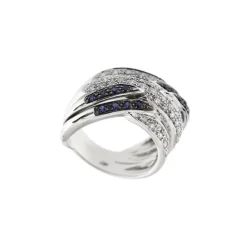 Bague bandeau diamants et saphirs
