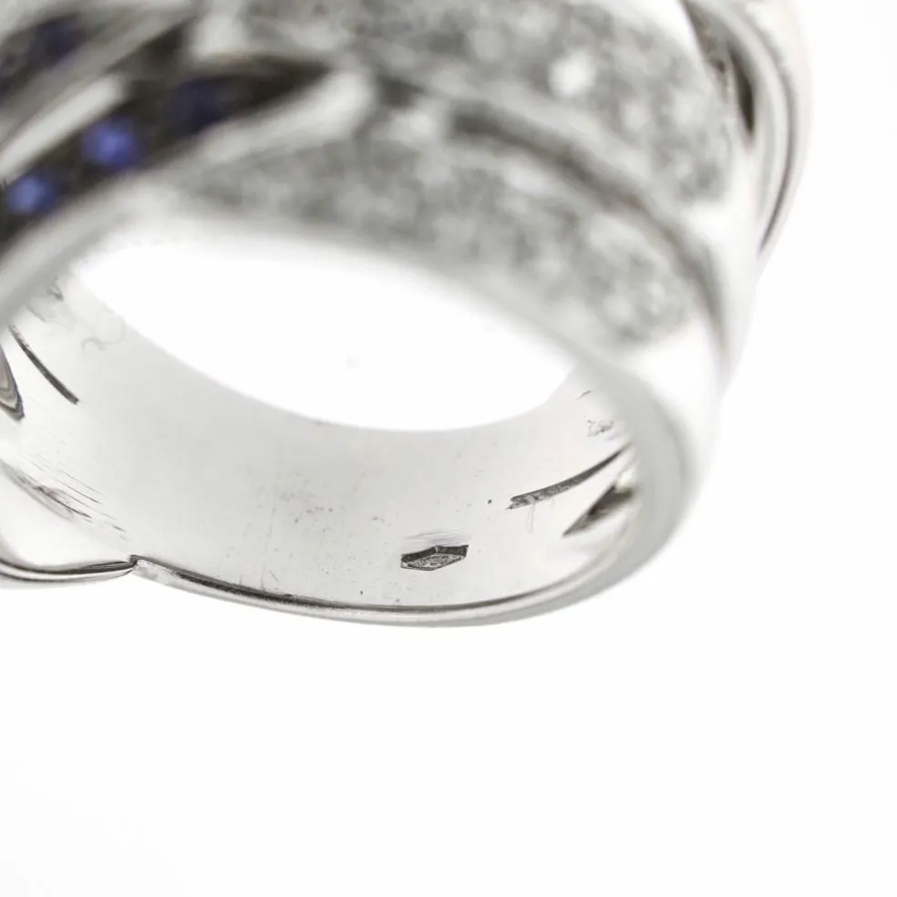 Bague bandeau diamants et saphirs