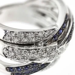 Bague bandeau diamants et saphirs