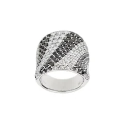 Bague bandeau diamants noirs et blancs