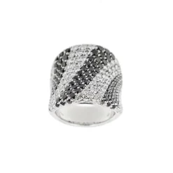 Bague bandeau diamants noirs et blancs